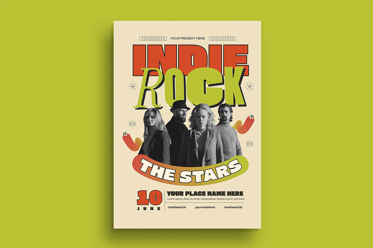 Indie Rock Music Party Flyer, a Flyer Template by megarez (Photo 1 of 3)