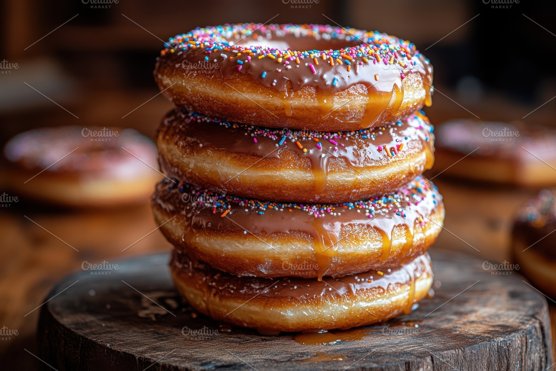 Delicious Chocolate Donuts Stack Spr, a Background Photo by Pixeness