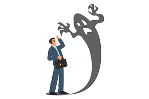Frightened businessman is afraid of, a Person Illustration by Vectorbuum