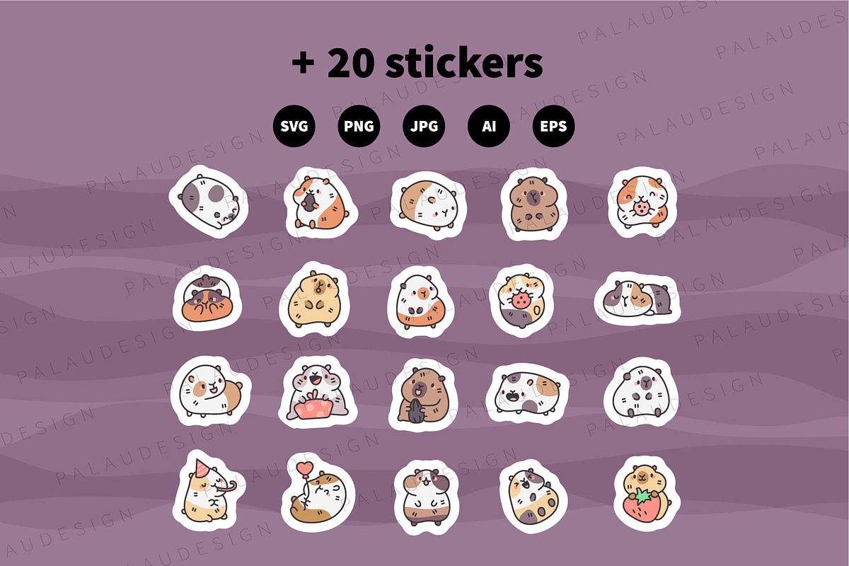 Guinea Pig Clipart Set, an Animal Illustration by Palau (Photo 12 of 12)