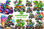 T-Rex Dinosaur Monster Truck Clipart, an Illustration by CreationArt (Thumbnail 1 of 5)