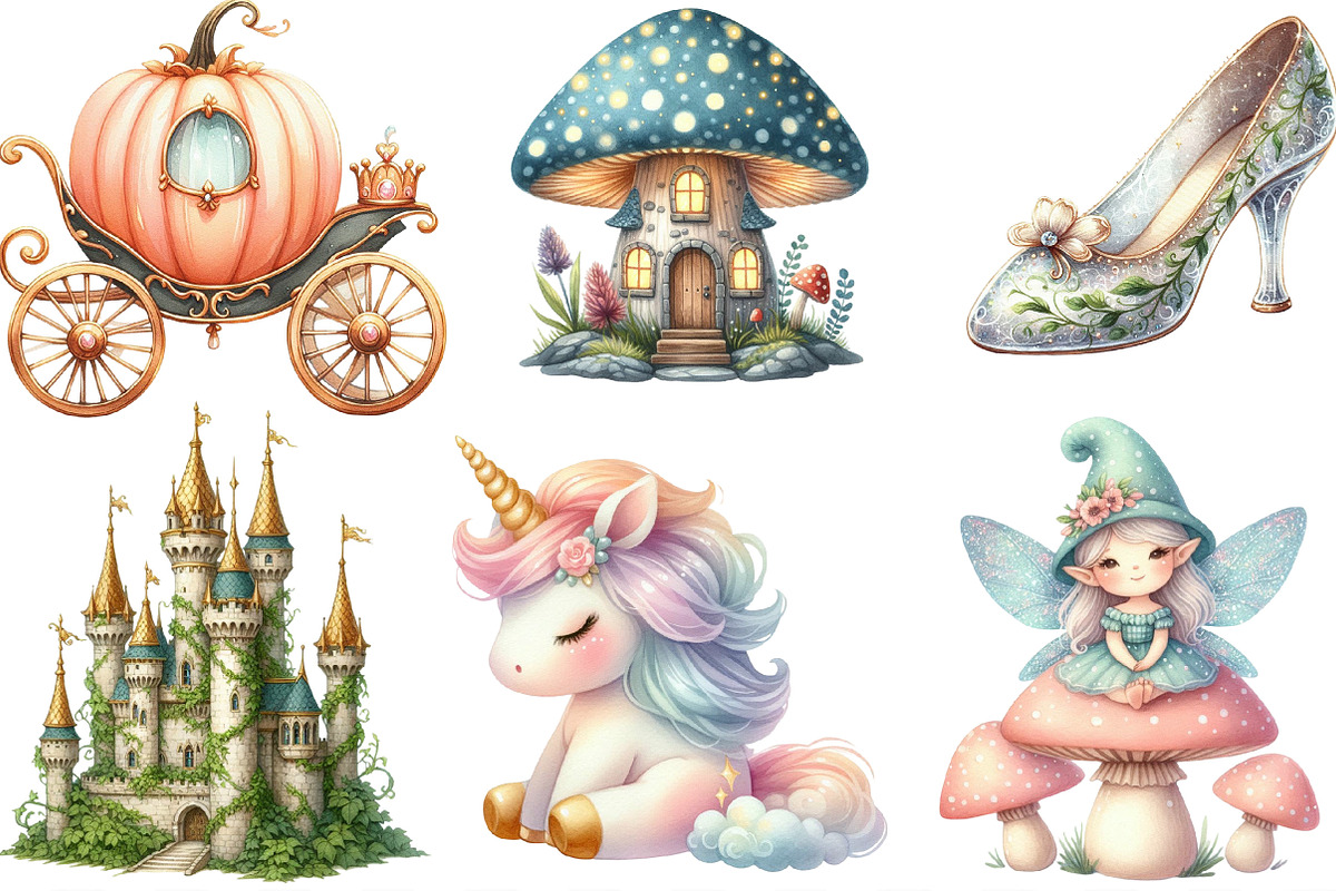 Watercolor Little Fairy Tale Clipart, an Illustration by Designking (Photo 2 of 4)