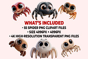 Cute Spider Clipart PNG Bundle, a Graphic by M9 Design (Thumbnail 9 of 9)