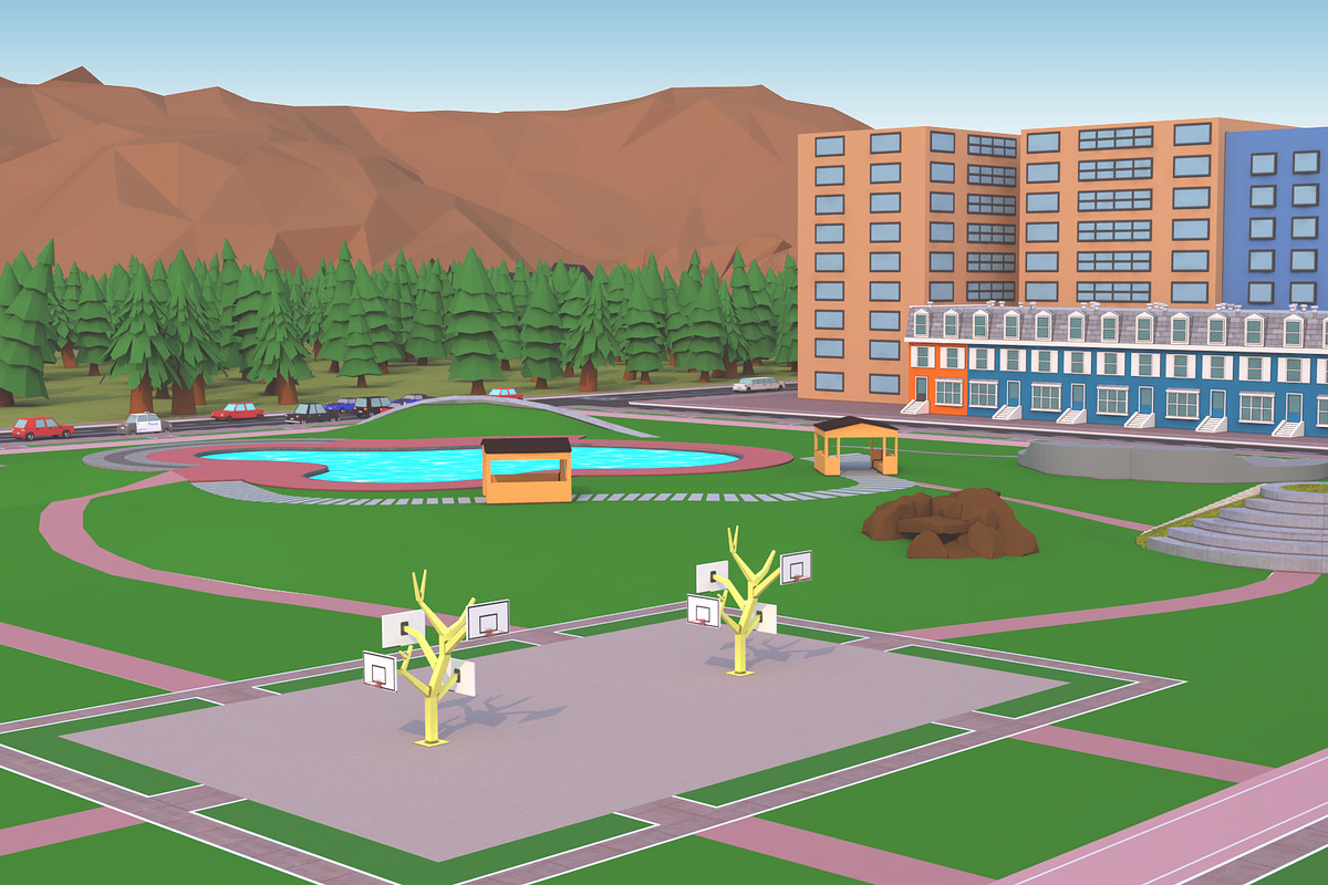 Metropolis City low poly Scene, an Architecture 3D Model by NOMODOL (Photo 17 of 39)