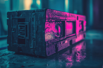Old Projector Neon Light Retro Tech, a Background Photo by Pixeness