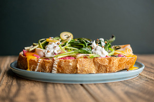 Gourmet toast nutrition food artisan bread olive, a Food & Drink Photo by Photo Drive Studio