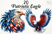 Watercolor USA Patriotic Eagle PNG, a Seasonal Illustration by RobertsArt (Thumbnail 1 of 5)