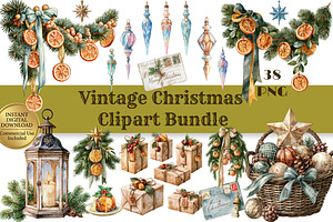 Vintage Christmas Clipart - 38 PNG