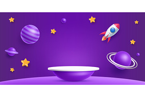 3d kids podium with planets, a Decorative Illustration by Buch&Bee