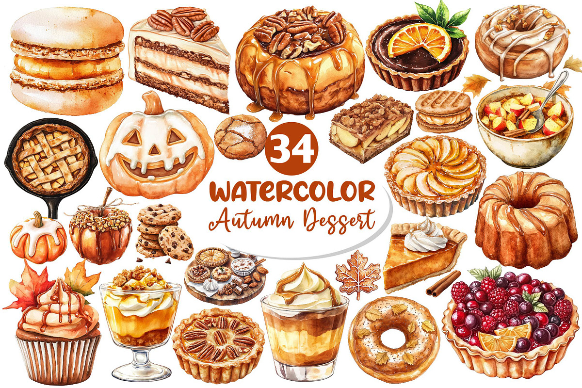 Autumn Dessert Sublimation Clipart, an Illustration by Dream Creation (Photo 1 of 4)