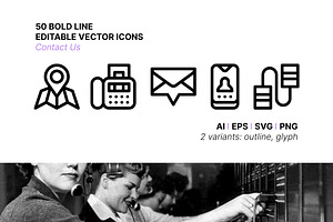 50 Contact Us Icons, an Outline Icon by Side Project