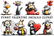 Funny Valentine Animals Clipart, an Illustration by OK Design (Thumbnail 2 of 6)
