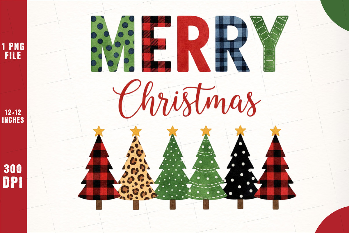 Merry Christmas Tree Png, an Illustration by SinaCreation (Photo 1 of 5)