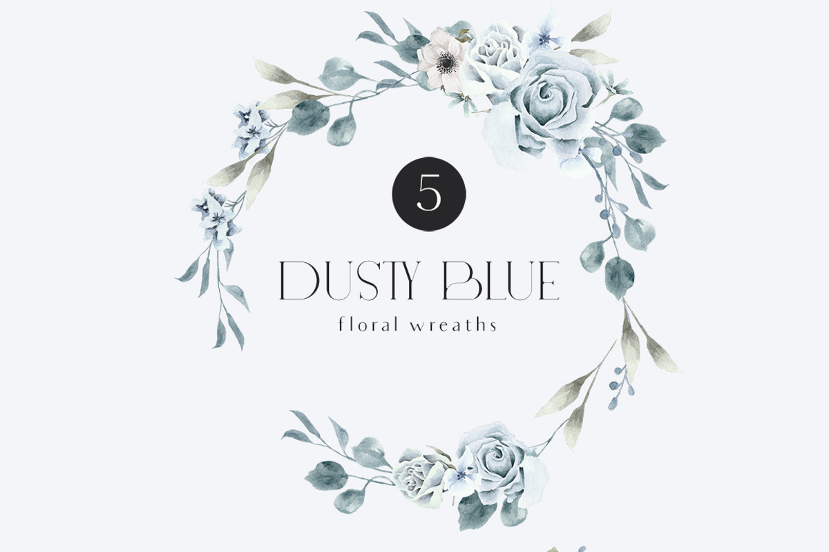 Dusty Blue- Watercolor floral Set, an Illustration by Grace Noboa Illustrations (Photo 4 of 9)