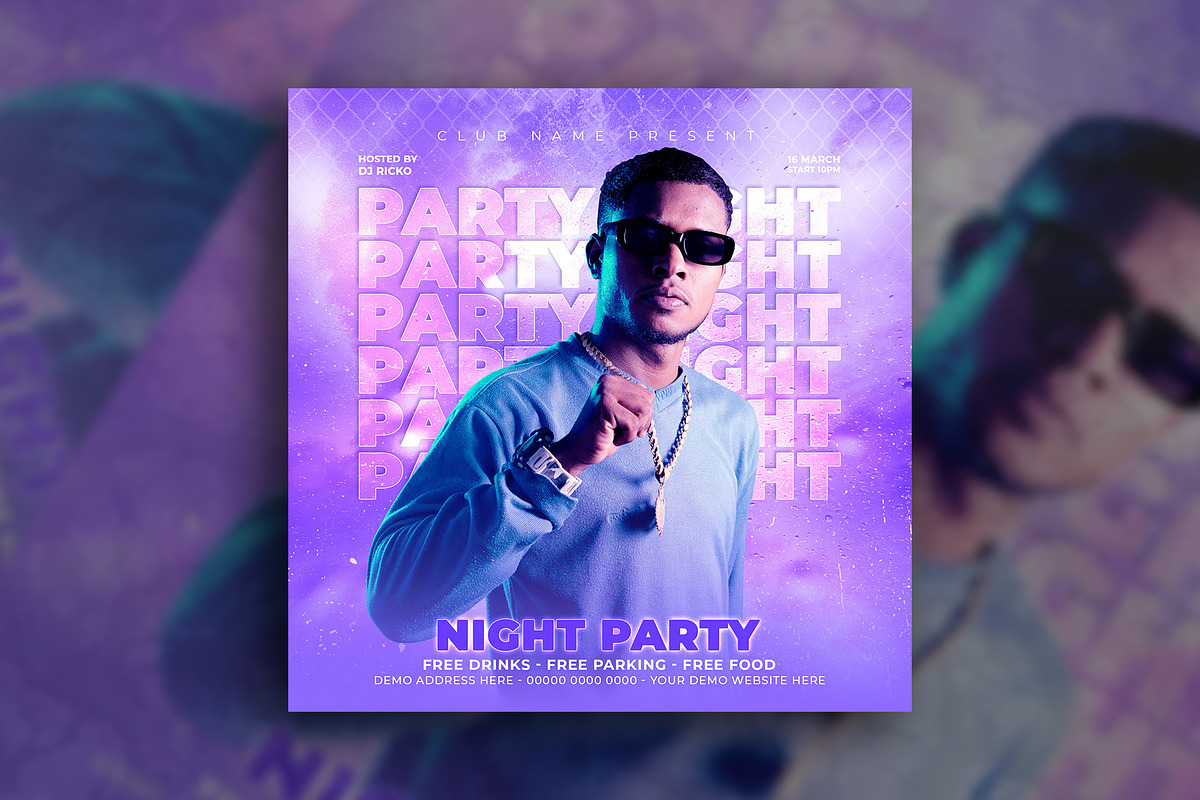 Night club party flyer post template, a Social Media Template by Tanmoy Topu (Photo 6 of 11)
