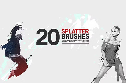 20 Splatter Brushes ABR|AI|EPS