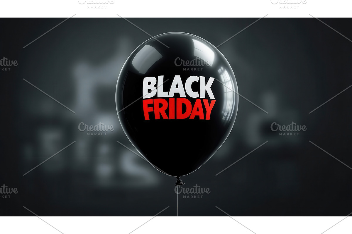 Black balloon with bold Black Friday, an Illustration by tilialucida