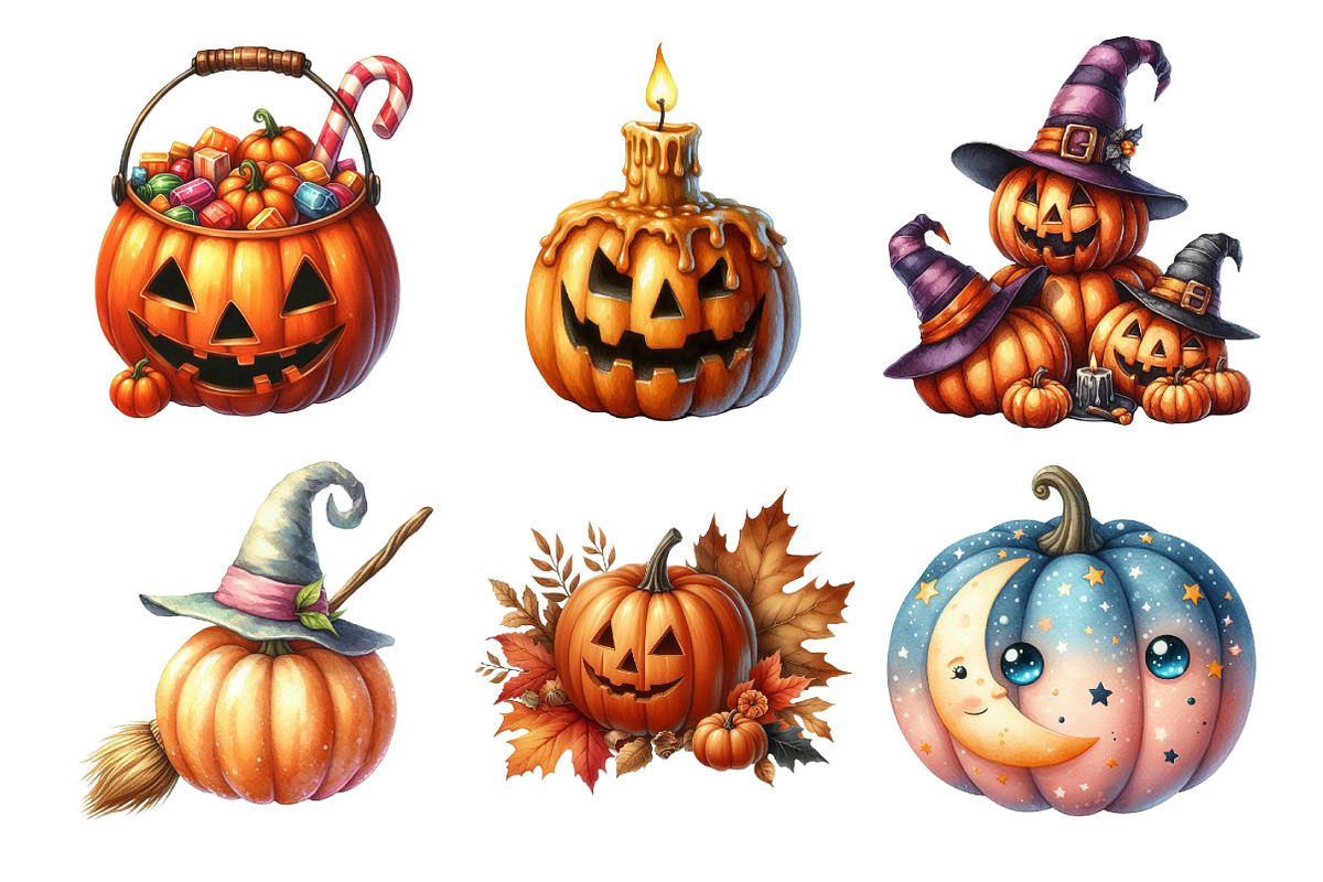 Halloween Pumpkins Collection Clipar, an Illustration by Daily.Designs (Photo 5 of 5)