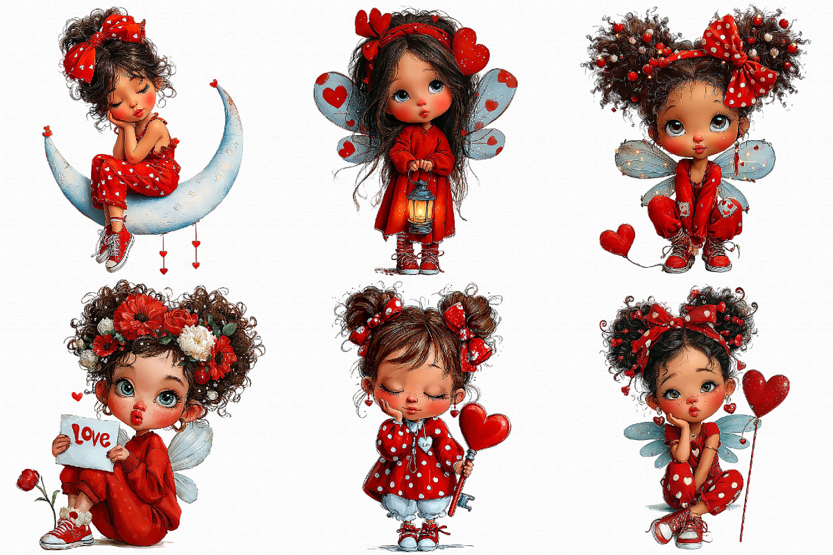 Whimsical Valentines Fairy Clipart, an Illustration by Libby Wishes (Photo 6 of 8)