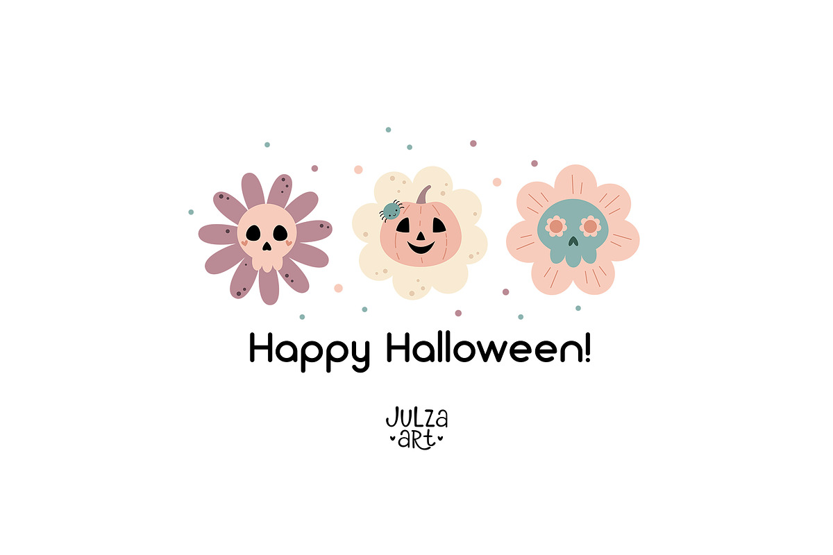 Retro Groovy Halloween Collection, a Seasonal Illustration by JulzaArt (Photo 10 of 10)