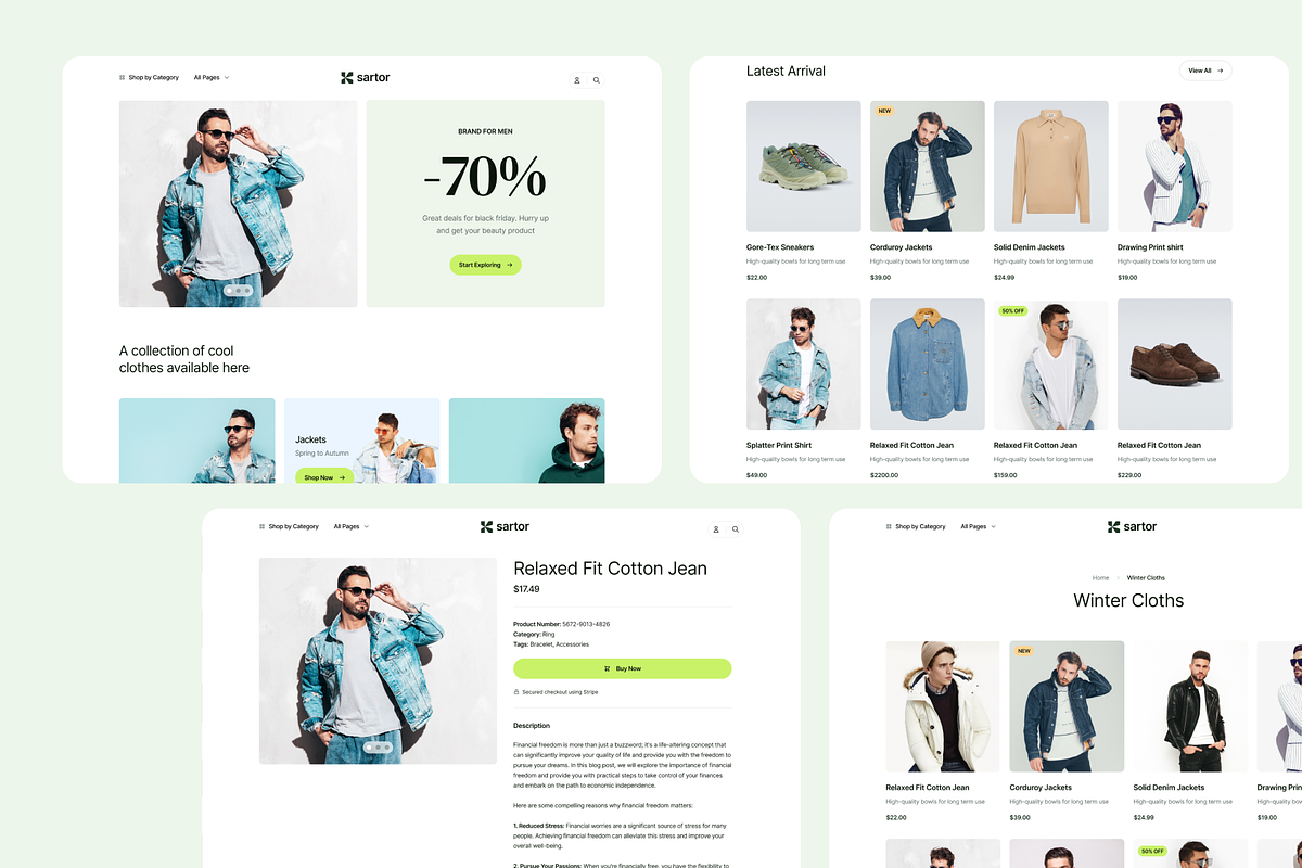 Sartor - Fashion Figma Template, an UI Kit Template by FinestDevs (Photo 3 of 4)