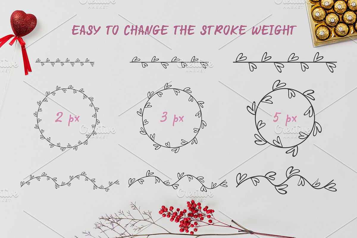 60 Hand Drawn Romantic Pattern Brush, a Brush Add-On by Mallinka (Photo 4 of 12)