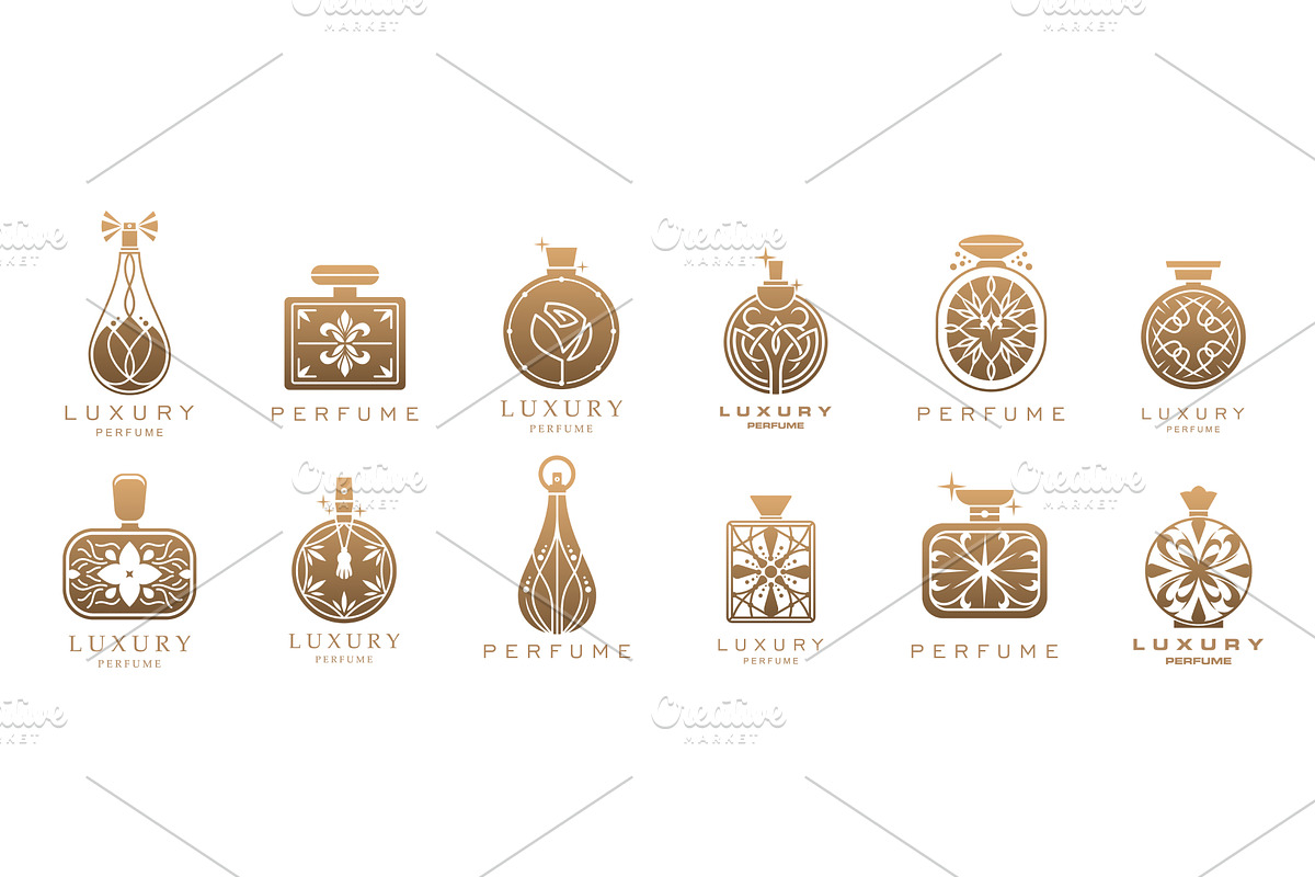 Luxury perfume fragrance icons, an Object Illustration by Vector Tradition
