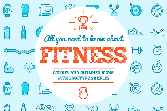Awesome Fitness Icons And Logo Set 2