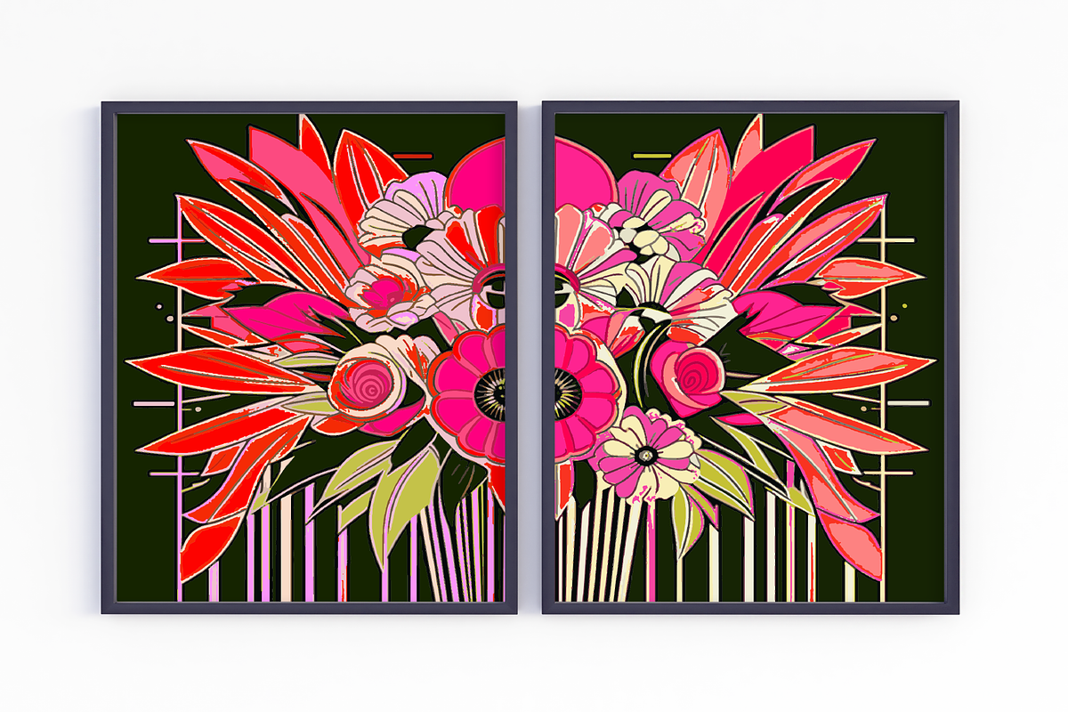 Art Deco Floral Bouquets Posters, a Decorative Illustration by Blynn Pippen (Photo 4 of 10)