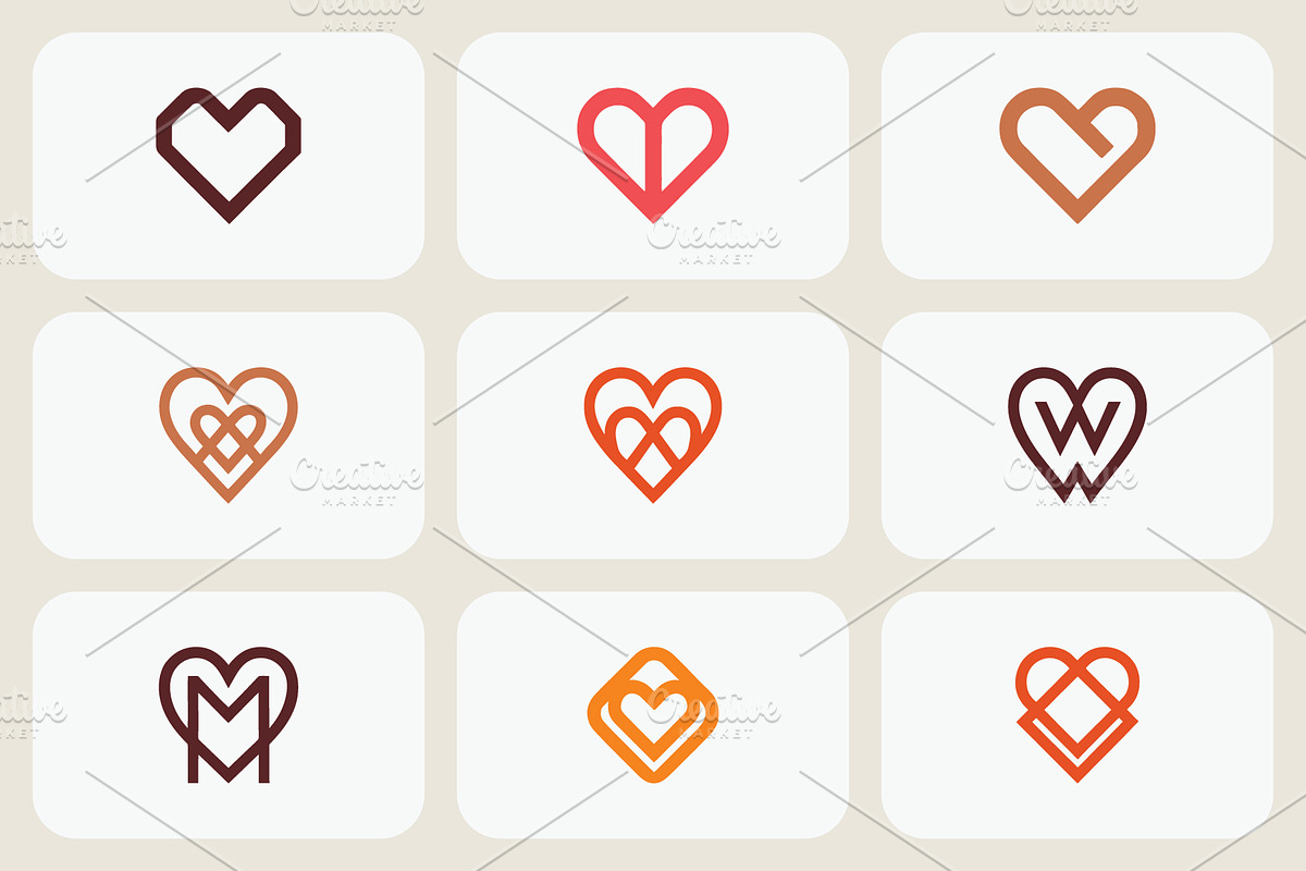 Heart Monogram Logo Collection, a Branding & Logo Template by Vectorium Studio (Photo 2 of 2)