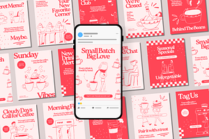 Pink Cafe Bakery Instagram Templates, a Social Media Template by Anna Design Studio