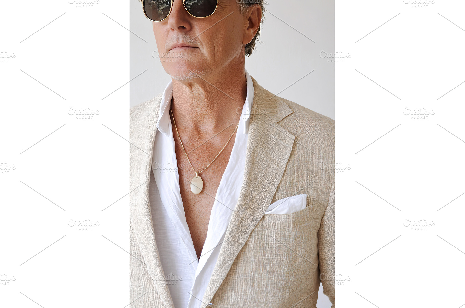 Casual linen pocket square styled, a Beauty & Fashion Photo by Lermont51