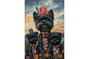Patriotic Affenpinscher Dog Wall Art, an Animal Illustration by Art Paradise Studios