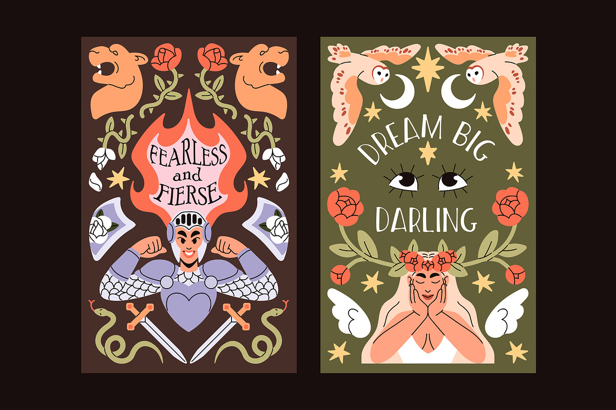 Woman power boho cards, posters set, a Decorative Illustration by PaperTrident (Photo 3 of 7)