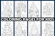 Snowy Tree Decorating Coloring Pages, an Animal Illustration by maggiesar (Thumbnail 3 of 4)