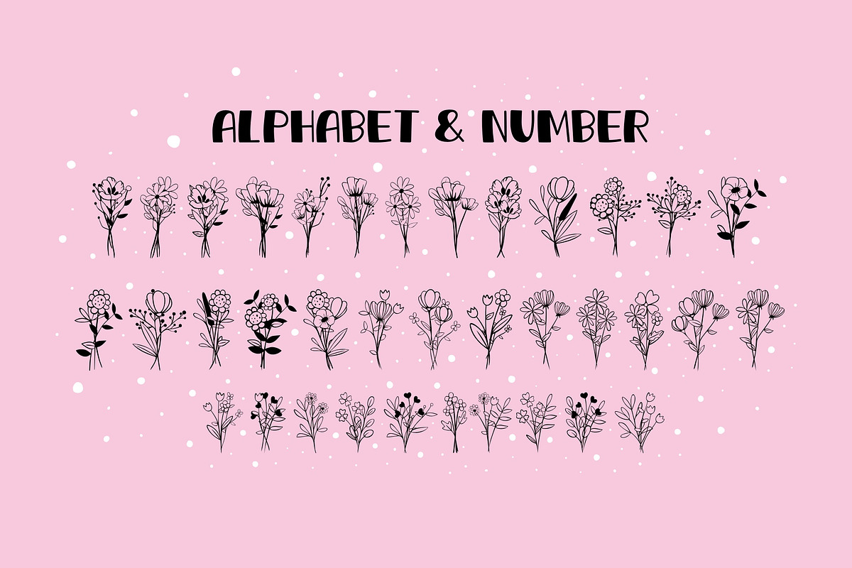 Bunch of Flowers OTF Dingbats Font, a Symbol Font by DREAMs Soul G. (Photo 2 of 3)