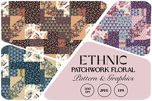 Ethnic Flowers Patchwork Pattern