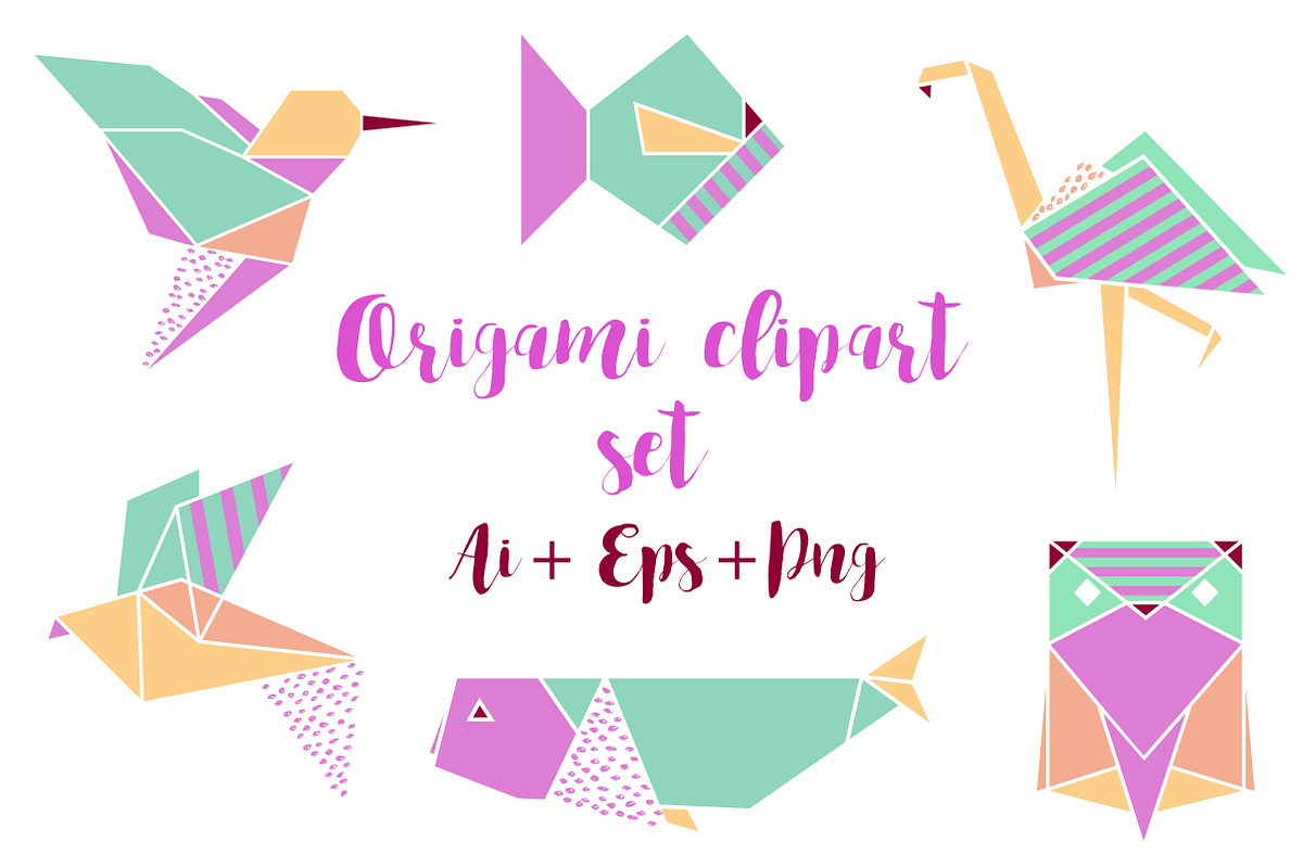 Origami Clipart Set Png Ai Eps, an Illustration by Annakristal (Photo 1 of 2)