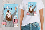 Travel Fashion Girl Clipart Set, an Illustration by designs.svkl (Thumbnail 5 of 6)