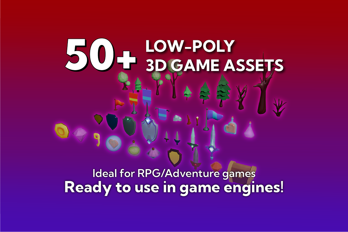 Low-Poly 3D Game Assets and Sounds, an Object 3D Model by Kozmobot (Photo 1 of 4)