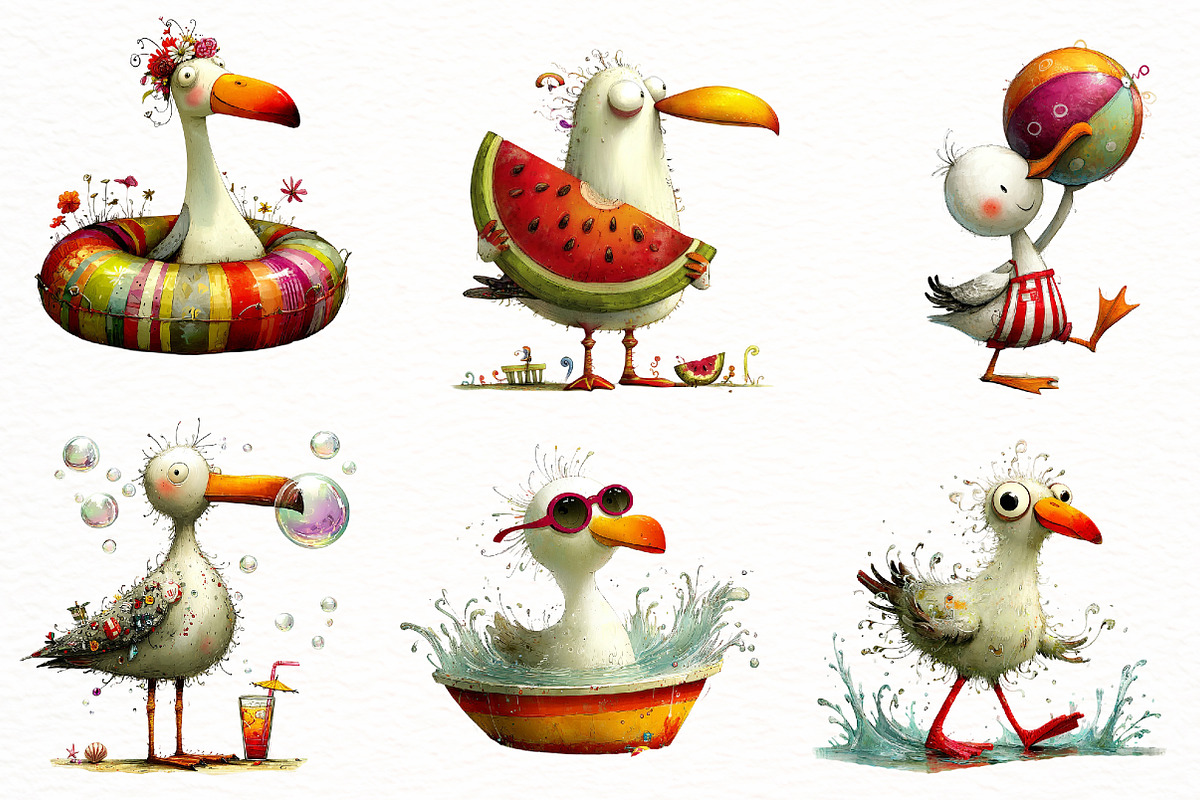 Whimsical Summer seagull Clipart, an Illustration by Designworld (Photo 3 of 8)
