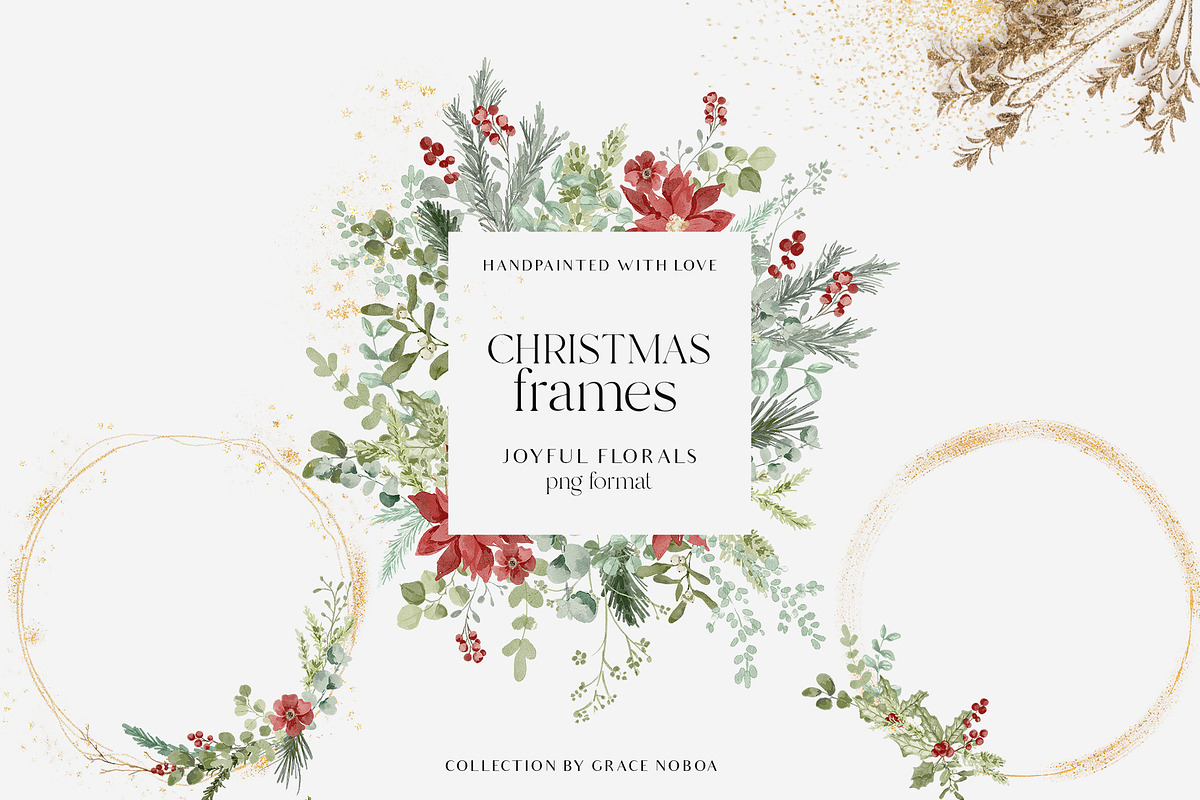 Christmas Floral watercolor graphics, a Decorative Illustration by Grace Noboa Illustrations (Photo 6 of 15)