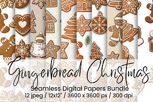 Gingerbread Christmas Seamless, an Illustration by Mashimara
