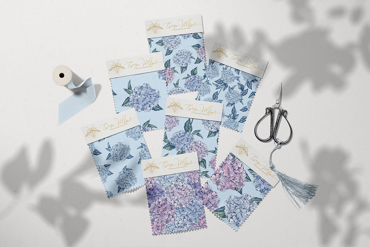 Hydrangea | Vector patterns set, a Pattern Graphic by Tanya Vollar (Photo 4 of 9)