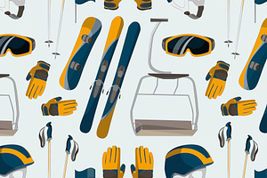 Ski And Snowboard Equipment Pattern