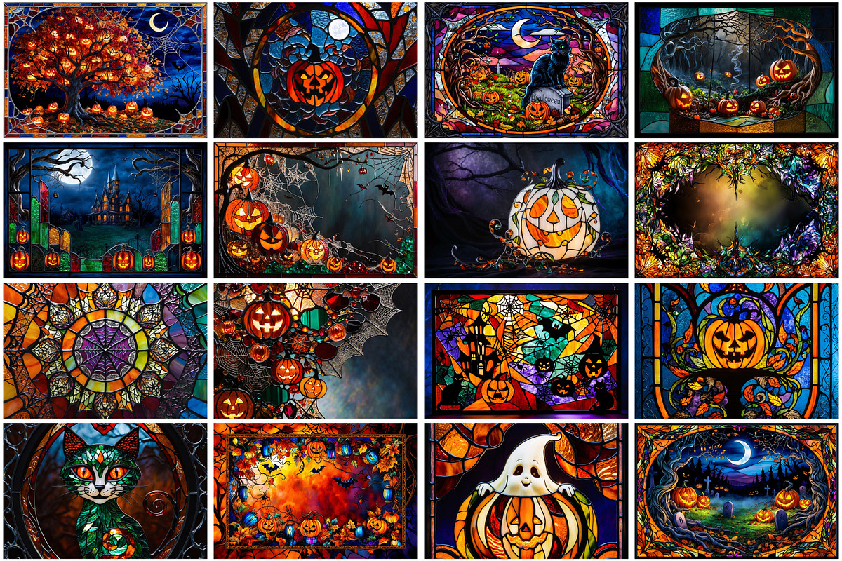 Halloween stained glass background, a Background Graphic by Forhadx5 (Photo 8 of 10)