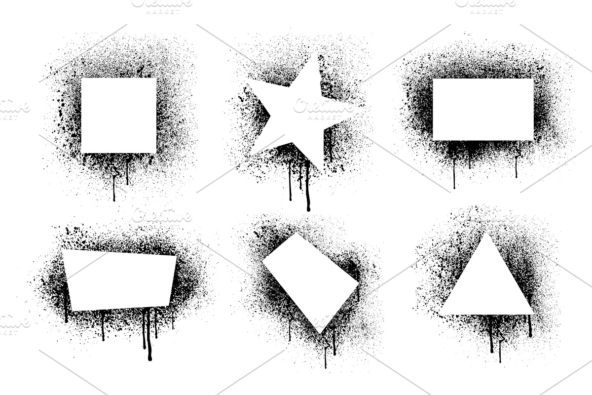 Graffiti spray text box set isolated, an Illustration by art PVP - market