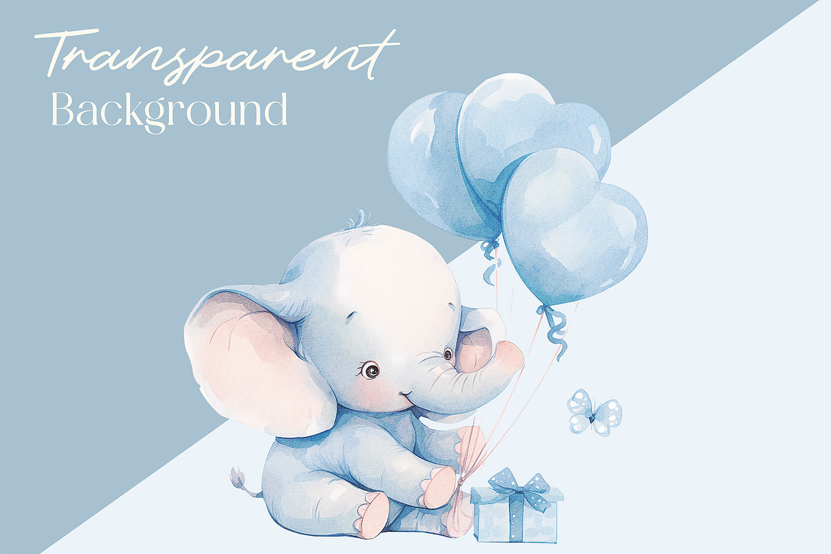 Cute Elephant Baby Shower Clipart, a Decorative Illustration by Primrose Blume (Photo 2 of 3)