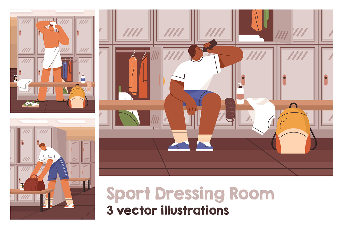Athletes in gym dressing room, a Sport Illustration by Good Studio (Photo 1 of 3)