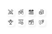 Video Blogging 16 Thin Line Icons, an Outline Icon by Alex Blogoodf (Thumbnail 4 of 5)